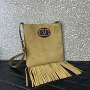 Uubags Valentino Garavani Nellcote Beige Suede Shoulder Bag With Fringes 30x31x3cm - 5