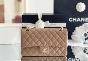 Uubags Chanel Medium Classic Double Flap Bag Dark Beige Caviar Light Gold Hardware 15.5x25.5x6.5cm - 4