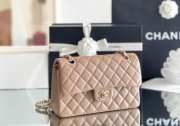 Uubags Chanel Classic Double Flap Bag Dark Beige Caviar Light Gold Hardware 14.5x6x23cm - 5