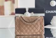 Uubags Chanel Classic Double Flap Bag Dark Beige Caviar Light Gold Hardware 14.5x6x23cm - 2