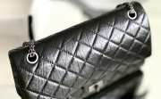 Uubags Chanel Large 2.55 Flap Bag Wrinkled Calfskin & Silver Gold Plated Metal Black 19.5x28x7.5cm - 2