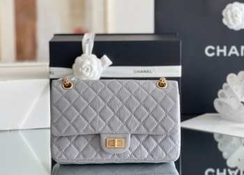 Uubags Chanel Mini 2.55 Flap Bag Grey Aged Calfskin Antique Gold Hardware 24cm