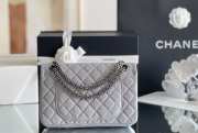 Uubags Chanel Mini 2.55 Flap Bag Grey Aged Calfskin Antique Silver Hardware 24cm - 3