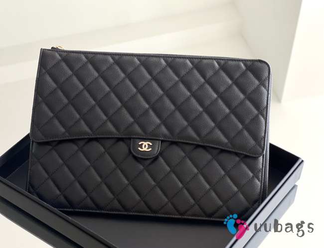Uubags Chanel Caviar Quilted Large Flap Zip Clutch With Gold Hardware 29x20x1cm - 1