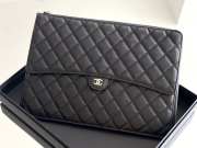 Uubags Chanel Caviar Quilted Large Flap Zip Clutch With Gold Hardware 29x20x1cm - 6