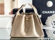 Uubags Chanel 25 Small Handbag Grained Calfskin & Gold-Tone Metal In Beige 30x26x14cm - 4
