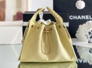 Uubags Chanel 25 Small Handbag Grained Calfskin & Gold-Tone Metal In Light Yellow 30x26x14cm