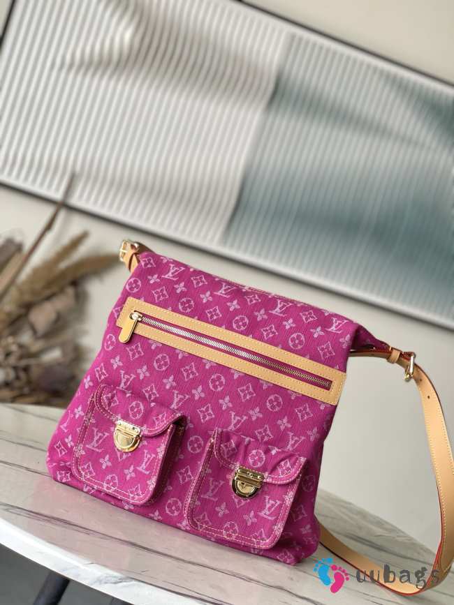 Uubags Louis Vuitton Pink Monogram Denim Baggy GM Bag 30x34x13cm - 1