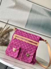 Uubags Louis Vuitton Pink Monogram Denim Baggy GM Bag 30x34x13cm - 1