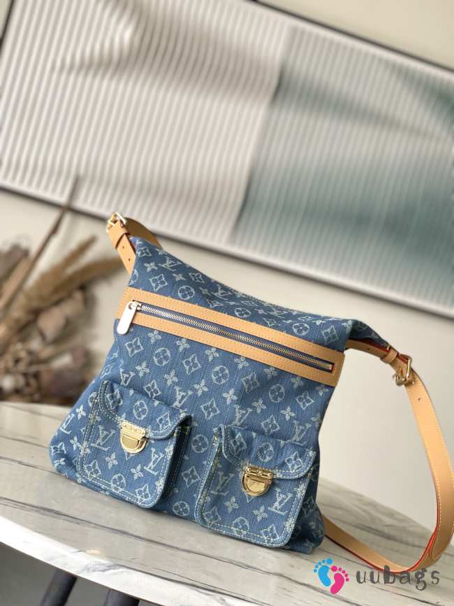 Uubags Louis Vuitton Blue Monogram Denim Baggy GM Bag 30x34x13cm - 1