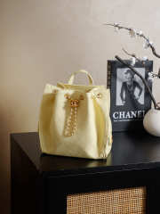Uubags Chanel 25 Medium Backpack Grained Calfskin & Gold Metal In Yellow 23x23x14cm - 5