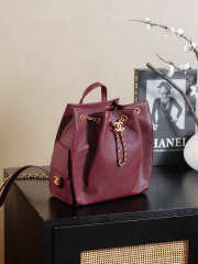 Uubags Chanel 25 Medium Backpack Grained Calfskin & Gold Metal In Burgundy 23x23x14cm - 2