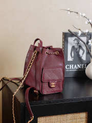Uubags Chanel 25 Medium Backpack Grained Calfskin & Gold Metal In Burgundy 23x23x14cm - 4