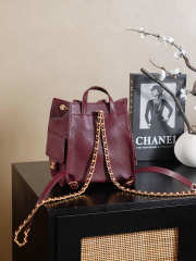 Uubags Chanel 25 Medium Backpack Grained Calfskin & Gold Metal In Burgundy 23x23x14cm - 5