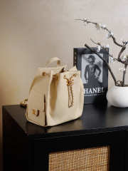 Uubags Chanel 25 Medium Backpack Grained Calfskin & Gold Metal In Beige 23x23x14cm - 6