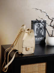Uubags Chanel 25 Medium Backpack Grained Calfskin & Gold Metal In Beige 23x23x14cm - 4