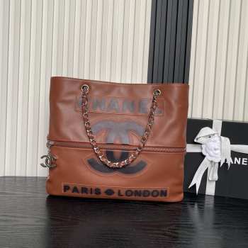 Uubags Chanel Paris London Shopper Tote Bag In Orange 38x33cm