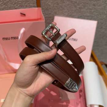 Uubags Miu Miu leather belt brown with silver hardware 2cm