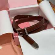 Uubags Miu Miu leather belt brown with silver hardware 2cm - 2