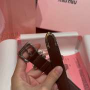 Uubags Miu Miu leather belt brown with silver hardware 2cm - 3