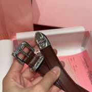 Uubags Miu Miu leather belt brown with silver hardware 2cm - 5