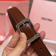 Uubags Miu Miu leather belt brown with silver hardware 2cm - 6