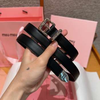Uubags Miu Miu leather belt black with silver hardware 2cm