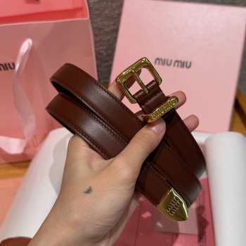 Uubags Miu Miu leather belt brown with gold hardware 2cm