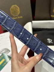 Uubags Stefano Ricci polished crocodile leather belt in blue with gold hardware 3.8cm - 5