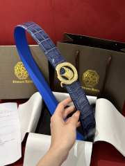 Uubags Stefano Ricci polished crocodile leather belt in blue with gold hardware 3.8cm - 2