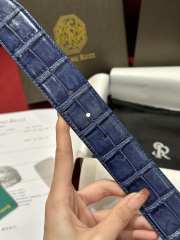 Uubags Stefano Ricci polished crocodile leather belt in blue with silver hardware 3.8cm - 3