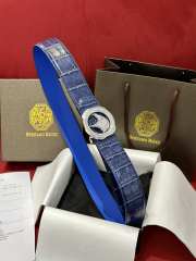 Uubags Stefano Ricci polished crocodile leather belt in blue with silver hardware 3.8cm - 4