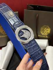 Uubags Stefano Ricci polished crocodile leather belt in blue with silver hardware 3.8cm - 5