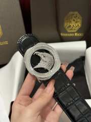 Uubags Stefano Ricci polished crocodile leather belt in black with silver hardware 3.8cm - 4