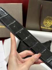 Uubags Stefano Ricci polished crocodile leather belt in black with silver hardware 3.8cm - 5
