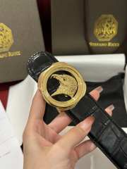 Uubags Stefano Ricci polished crocodile leather belt in black with gold hardware 3.8cm - 3