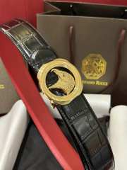 Uubags Stefano Ricci polished crocodile leather belt in black with gold hardware 3.8cm - 2