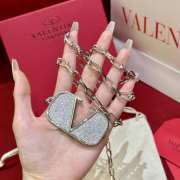 Uubags Valentino VLogo crystal-embellished chain belt silver - 4