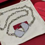 Uubags Valentino VLogo crystal-embellished chain belt silver - 2