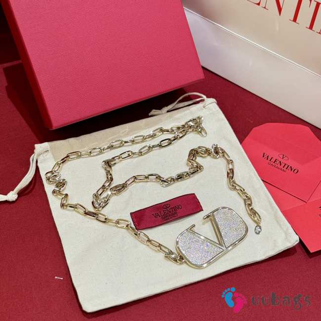 Uubags Valentino VLogo crystal-embellished chain belt gold - 1