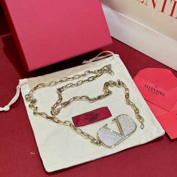 Uubags Valentino VLogo crystal-embellished chain belt gold