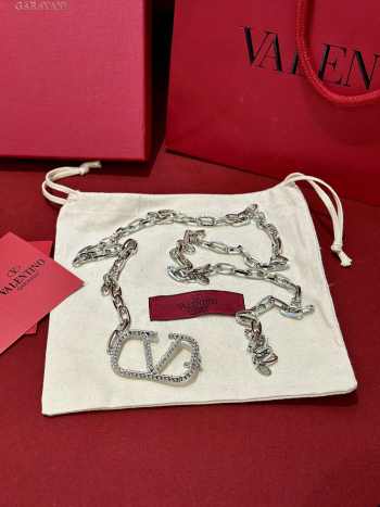 Uubags Valentino Vlogo Signature Silver Chain Belt in Palladium/crystal