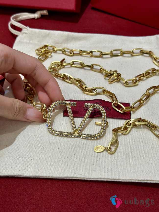 Uubags Valentino Vlogo Signature Gold Chain Belt in Palladium/crystal - 1