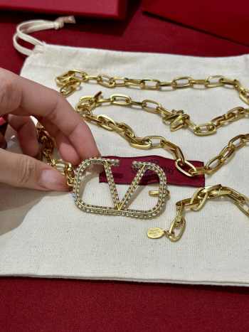 Uubags Valentino Vlogo Signature Gold Chain Belt in Palladium/crystal