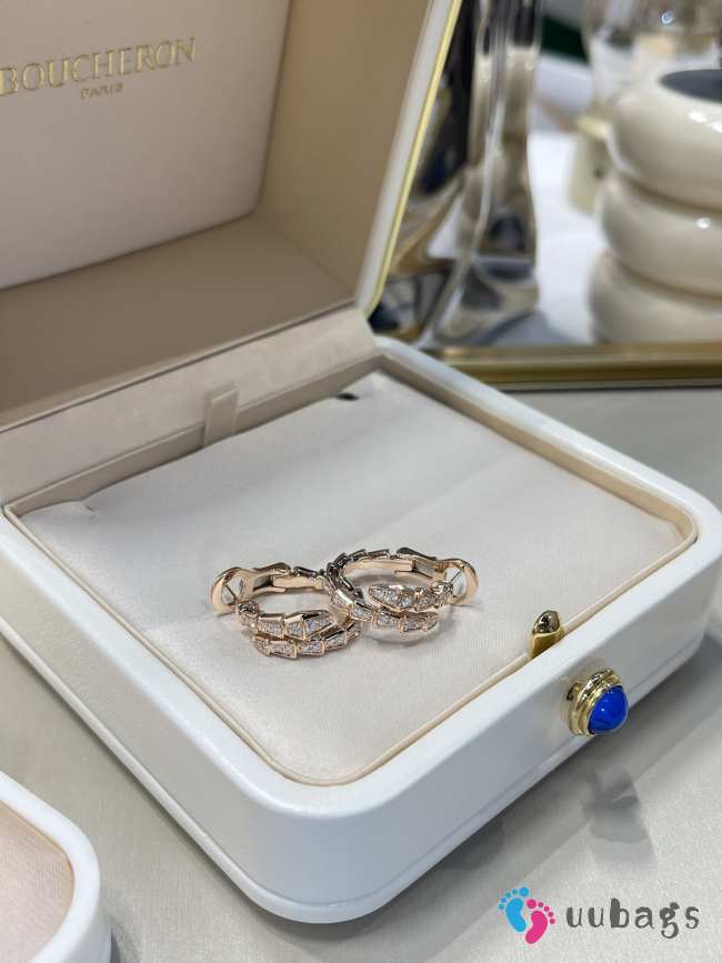 Uubags Bvlgari Rose Gold Full Diamond Snake Ring - 1