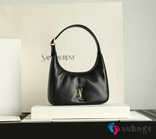 Uubags YSL Calypso Mini Hobo Bag in Plunged Lambskin Black 20x12x5cm - 1
