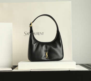 Uubags YSL Calypso Mini Hobo Bag in Plunged Lambskin Black 20x12x5cm