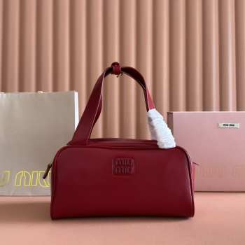 Uubags Miu Miu leather top-handle bag ruby red 28x15x13cm