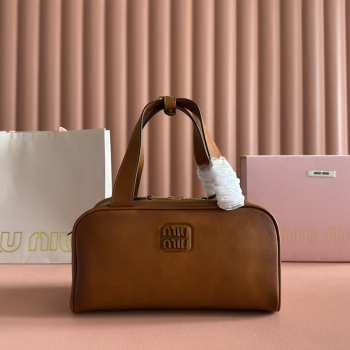 Uubags Miu Miu leather top-handle bag brown 28x15x13cm