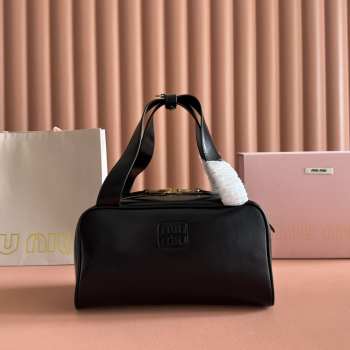 Uubags Miu Miu leather top-handle bag black 28x15x13cm
